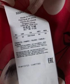 Emporio Armani Red And White Floral Printed Silk Neck Tie Detail Blouse XL For Women -Emporio Armani sale luxury women emporio armani used clothes p170342 002