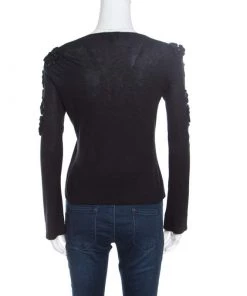 Emporio Armani Black Embellished Sleeve Cardigan S For Women -Emporio Armani sale luxury women emporio armani used clothes p170389 001