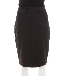 Emporio Armani Black Dotted Jacquard Paneled Pencil Skirt M For Women