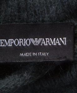 Emporio Armani Grey Loose Knit Short Sleeve High Neck Sweater M For Women -Emporio Armani sale luxury women emporio armani used clothes p180944 003