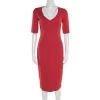 Emporio Armani Red Textured Short Sleeve Pencil Dress M For Women -Emporio Armani sale luxury women emporio armani used clothes p180951 001