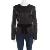 Emporio Armani Black Leather Velvet Bow Detail Biker Jacket M For Women -Emporio Armani sale luxury women emporio armani used clothes p182167 001