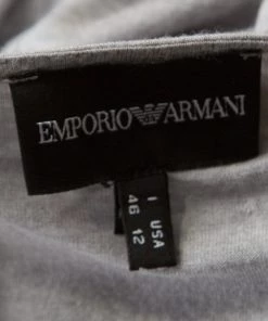 Emporio Armani Grey Modal And Silk Jersey Asymmetric Draped Front Top L For Women -Emporio Armani sale luxury women emporio armani used clothes p183070 002