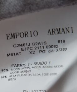 Emporio Armani Grey Modal And Silk Jersey Asymmetric Draped Front Top L For Women -Emporio Armani sale luxury women emporio armani used clothes p183070 003
