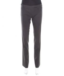 Emporio Armani Grey Wool Linea Tailored Trousers M For Women