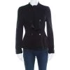 Emporio Armani Black Felted Wool Bow Detail Double Breasted Short Coat M For Women -Emporio Armani sale luxury women emporio armani used clothes p184611 003