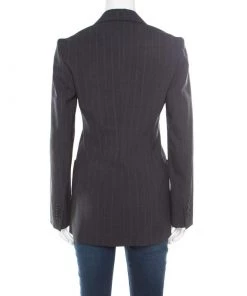 Emporio Armani Grey Striped Wool Double Breasted Blazer M For Women -Emporio Armani sale luxury women emporio armani used clothes p185308 002
