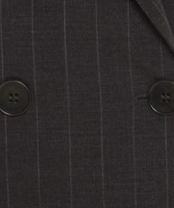 Emporio Armani Grey Striped Wool Double Breasted Blazer M For Women -Emporio Armani sale luxury women emporio armani used clothes p185308 005