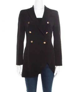 Emporio Armani Black Double Breasted Asymmetric Blazer S For Women