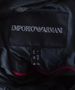 Emporio Armani Olive Green Ruched Diamond Quilted Contrast Piping Hooded Jacket M For Women -Emporio Armani sale luxury women emporio armani used clothes p185763 002