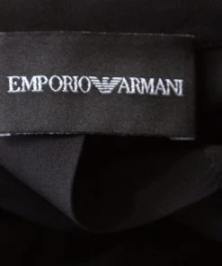 Emporio Armani Emporia Armani Black Silk Peter Pan Collar Short Sleeve Shirt S For Women -Emporio Armani sale luxury women emporio armani used clothes p185894 002