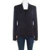 Emporio Armani Navy Blue Wool Tailored Single Button Blazer M For Women