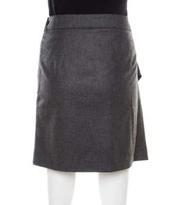 Emporio Armani Grey Knit Draped Mini Skirt M For Women -Emporio Armani sale luxury women emporio armani used clothes p186625 003