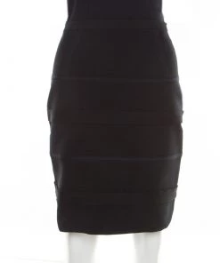 Emporio Armani Black Knit Contrast Top Stitch Detail Mini Skirt M For Women