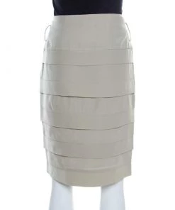 Emporio Armani Sage Green Silk Pleated Pencil Skirt S For Women -Emporio Armani sale luxury women emporio armani used clothes p198340 005