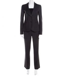Emporio Armani Dark Grey Wool Tailored Suit S For Women
