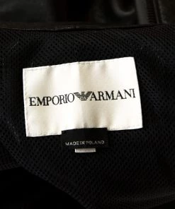 Emporio Armani Black Leather Paneled Cropped Moto Jacket S For Women -Emporio Armani sale luxury women emporio armani used clothes p200088 001