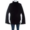 Emporio Armani Black Chunky Rib Knit Cotton Wool Turtleneck Cape M For Women -Emporio Armani sale luxury women emporio armani used clothes p206322 001