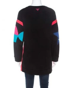 Emporio Armani Black Knit Star And Fish Print Long Sweatshirt S For Women -Emporio Armani sale luxury women emporio armani used clothes p215458 001