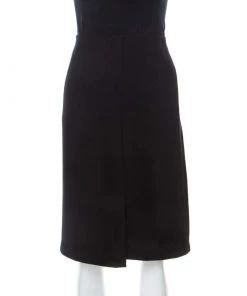 Emporio Armani Black Crepe Faux Wrap Skirt M For Women