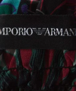 Emporio Armani Multicolor Floral Print Silk Elasticized Ruffle Detail Sleeveless Top S For Women -Emporio Armani sale luxury women emporio armani used clothes p233786 004