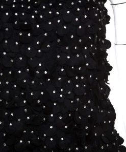 Emporio Armani Black Silk Blend Applique Detail Sleeveless Dress S For Women -Emporio Armani sale luxury women emporio armani used clothes p238270 001