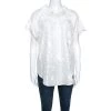 Emporio Armani Ivory Silk Floral Embroidered Top L For Women -Emporio Armani sale luxury women emporio armani used clothes p241743 002