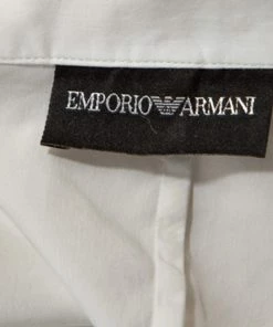 Emporio Armani White Cotton Blend Sleevless Button Front Top S For Women -Emporio Armani sale luxury women emporio armani used clothes p243131 006