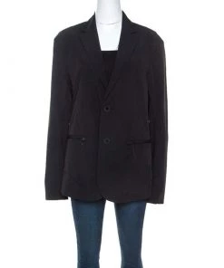 Emporio Armani Black Stretch Nylon Blazer L For Women