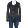 Emporio Armani Black Wrinkled Zip Front Jacket S For Women -Emporio Armani sale luxury women emporio armani used clothes p243576 004