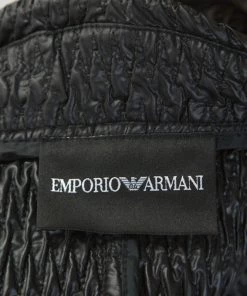 Emporio Armani Black Wrinkled Zip Front Jacket S For Women -Emporio Armani sale luxury women emporio armani used clothes p243576 006