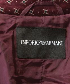 Emporio Armani Beige & Maroon Plaid Mohair Mandarin Buttoned Jacket S For Women 12 Emporio Armani Beige & Maroon Plaid Mohair Mandarin Buttoned Jacket S For Women -Emporio Armani sale luxury women emporio armani used clothes p244255 005