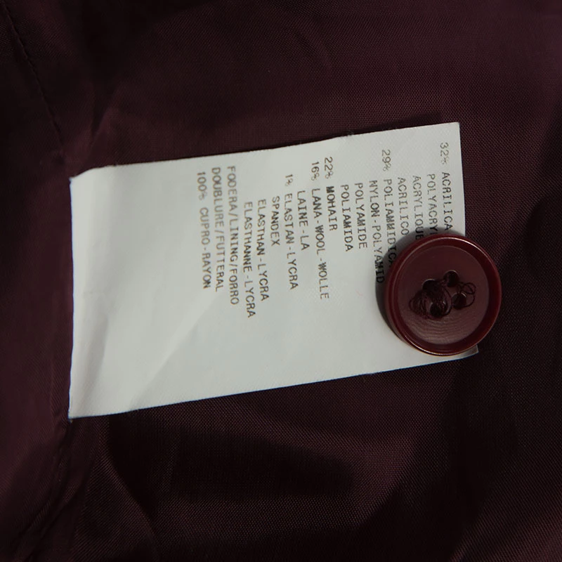 Emporio Armani Beige & Maroon Plaid Mohair Mandarin Buttoned Jacket S For Women 8 Emporio Armani Beige & Maroon Plaid Mohair Mandarin Buttoned Jacket S For Women - Image 6