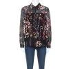 Emporio Armani Black Floral Print Sheer Cotton And Silk Button Front Shirt M For Women