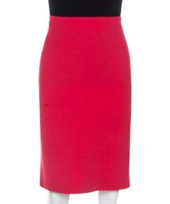 Emporio Armani Red Wool Knee Length Skirt M For Women