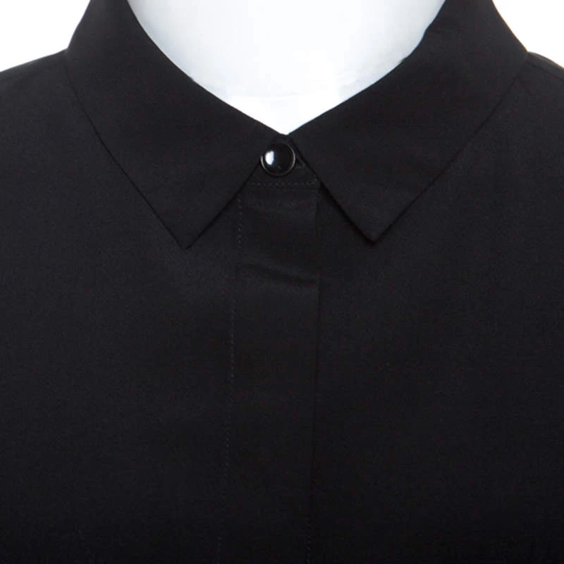 Emporio Armani Black Silk Button Front Shirt M For Women 6 Emporio Armani Black Silk Button Front Shirt M For Women - Image 4