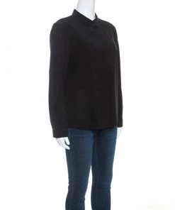 Emporio Armani Black Silk Button Front Shirt M For Women 9 Emporio Armani Black Silk Button Front Shirt M For Women -Emporio Armani sale luxury women emporio armani used clothes p249141 008
