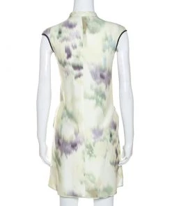 Emporio Armani Multicolor Printed Crepe Mandarin Collar Dress S For Women -Emporio Armani sale luxury women emporio armani used clothes p251678 002
