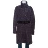 Emporio Armani Metallic Purple Textured Belted Coat M For Women