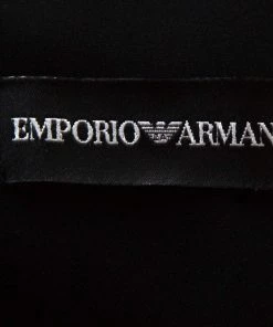 Emporio Armani Black Stretch Crepe Twisted Knot Detail Fitted Dress S For Women -Emporio Armani sale luxury women emporio armani used clothes p260678 004