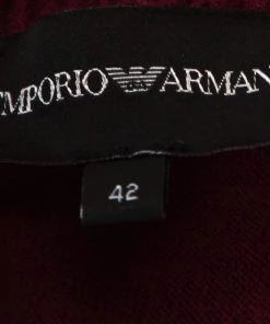 Emporio Armani Burgundy Cashmere Blend Ruffled Collar Cardigan M For Women -Emporio Armani sale luxury women emporio armani used clothes p260733 006