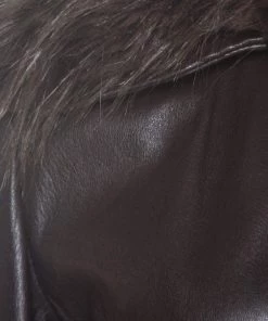 Emporio Armani Brown Leather Fur Collared Vintage Jacket M For Women -Emporio Armani sale luxury women emporio armani used clothes p260886 007