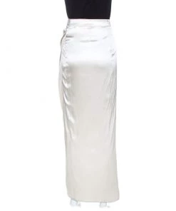 Emporio Armani Cream Stretch Silk Satin Tulip Skirt L For Women -Emporio Armani sale luxury women emporio armani used clothes p261642 001