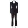 Emporio Armani Black Stripe Pattern Wool Blend Trouser Suit M For Women