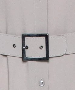 Emporio Armani Grey Crepe Floral Applique Detail Belted Dress S For Women -Emporio Armani sale luxury women emporio armani used clothes p265122 007