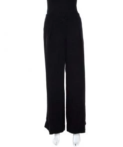 Emporio Armani Black Crepe Palazzo Pants S For Women