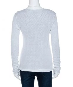 Emporio Armani White Knit Button Front Cardigan S For Women -Emporio Armani sale luxury women emporio armani used clothes p268820 006