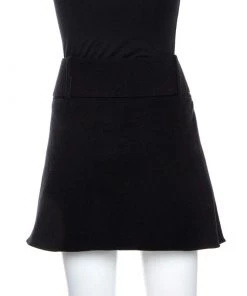 Emporio Armani Black Wool Belted Mini Skirt L For Women -Emporio Armani sale luxury women emporio armani used clothes p269932 001