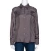 Emporio Armani Taupe Silk Collar Detail Shirt S For Women -Emporio Armani sale luxury women emporio armani used clothes p274214 001