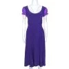 Emporio Armani Purple Silk Open Back Detail Puff Sleeve Dress M For Women